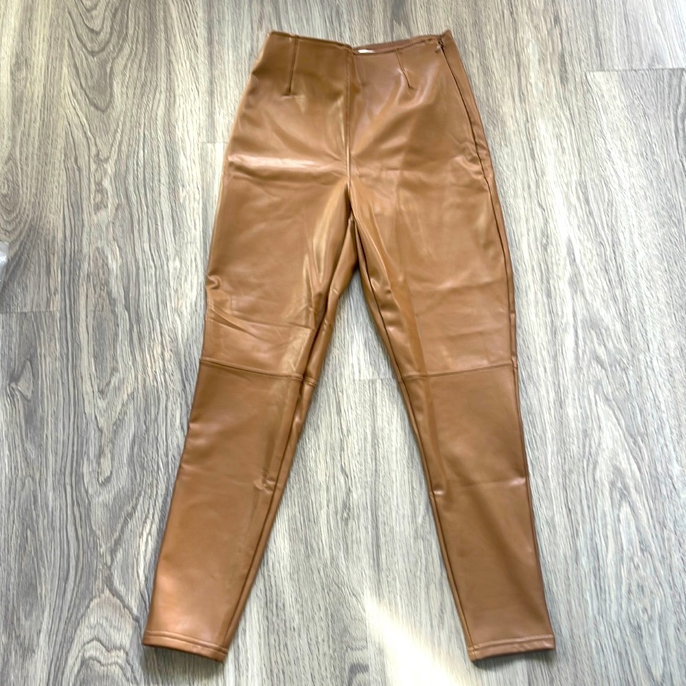 NEW! Tan leather vegan pants